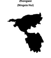 Zhongwei blank outline map vector