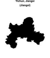 Yichun, Jiangxi blank outline map vector