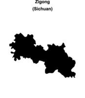 Zigong blank outline map vector