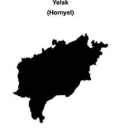 Yelsk district blank outline map vector