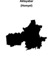 Aktsyabar district blank outline map vector