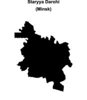 Staryya Darohi district blank outline map vector