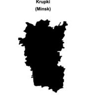 Krupki district blank outline map vector