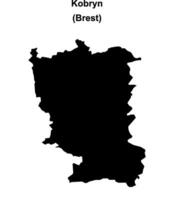 Kobryn district blank outline map vector