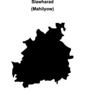 Slawharad district blank outline map vector