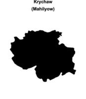 Krychaw district blank outline map vector