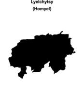 Lyelchytsy district blank outline map vector