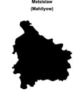 Mstsislaw district blank outline map vector