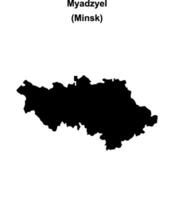 Myadzyel district blank outline map vector