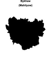 Bykhaw district blank outline map vector