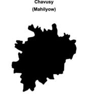 Chavusy district blank outline map vector