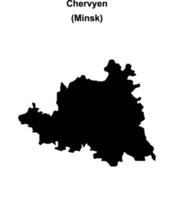 Chervyen district blank outline map vector