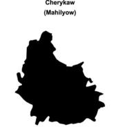 Cherykaw district blank outline map vector