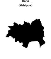 Horki district blank outline map vector