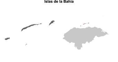 Islas de la Bahia department blank outline map set vector
