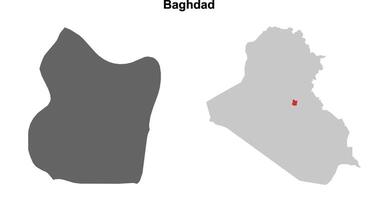 Baghdad governorate blank outline map set vector
