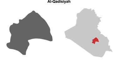 Al-Qadisiyah governorate blank outline map set vector