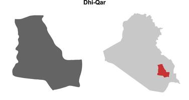 Dhi-Qar governorate blank outline map set vector