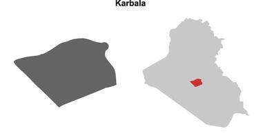 Karbala governorate blank outline map set vector