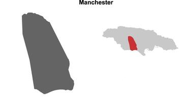 Manchester parish blank outline map set vector