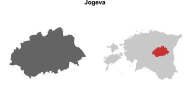Jogeva county blank outline map set vector