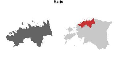 Harju county blank outline map set vector