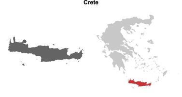 Crete blank outline map set vector