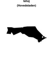 Ishoj municipality blank outline map vector