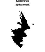 Kerteminde municipality blank outline map vector