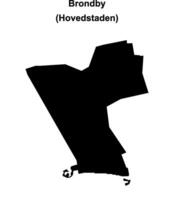 Brondby municipality blank outline map vector