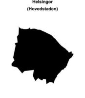 Helsingor municipality blank outline map vector