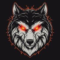 Logo Angry wolf with glowing eyes vector