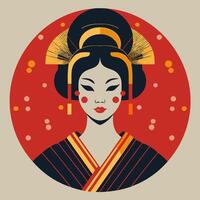 Cubist Style Geisha vector