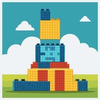 Code blocks building blocks tower vector