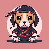 Cute Ninja Beagle vector