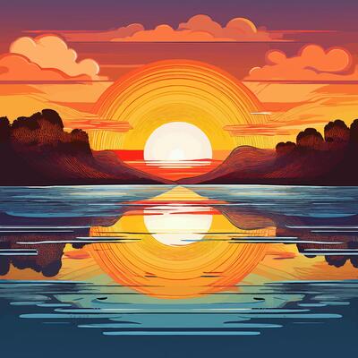 Colorful sunset hues reflecting in tidal waters