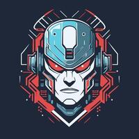 Cyborg with a half human, half robot face vector