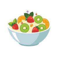 A bowl of fruit salad with syrup vector