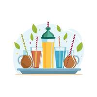 A tray of different Ramadan drinks vector