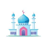 Futuristic mosque with neon lights vector