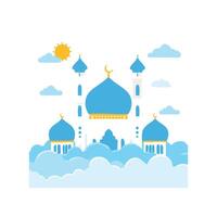 Mosque floating in the sky vector