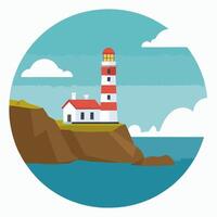 a lighthouse standing on rocky cliffs vector