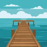 wooden pier extending into a calm ocean vector