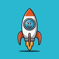 Rocket with an animated face vector