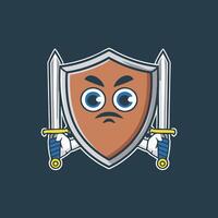 Shield with eyes and a sword vector