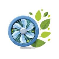 Cooling fan blowing code leaves vector
