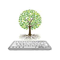Binary tree growing from keyboard vector