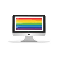 monitor with rainbow code vector