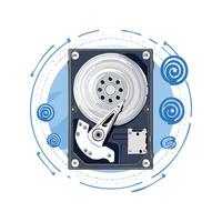 Hard drive with data spirals vector