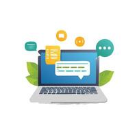Laptop floating code bubbles vector